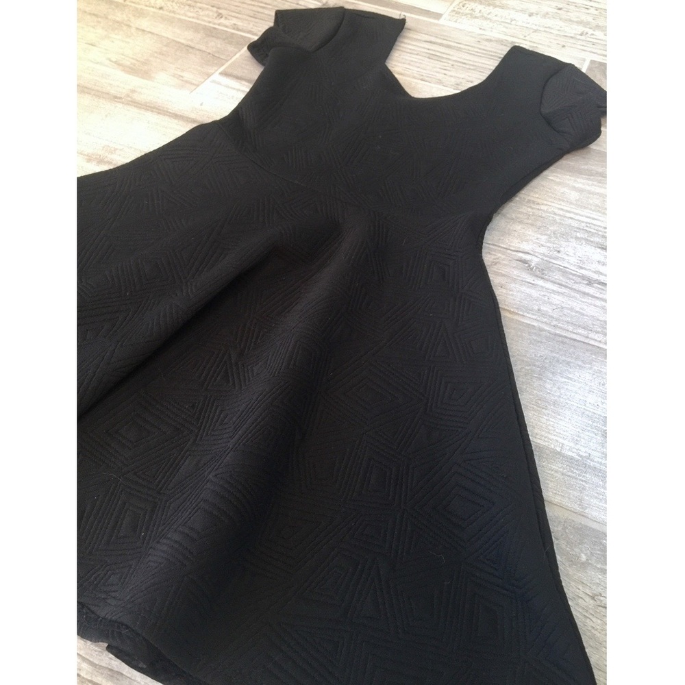 Geometric Black Skater Dress